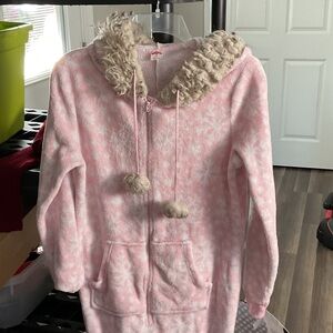 Cozy Pink Hooded Fleece with Pom Poms